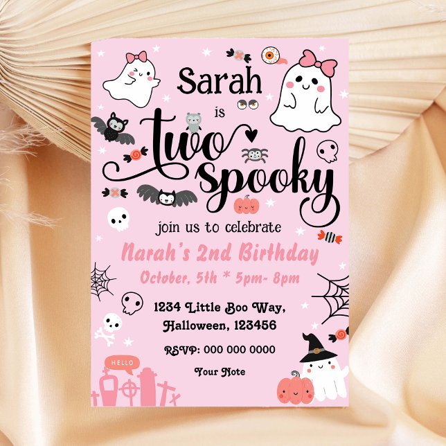 Two Spooky Birthday Girl Invitation (Creator Uploaded)