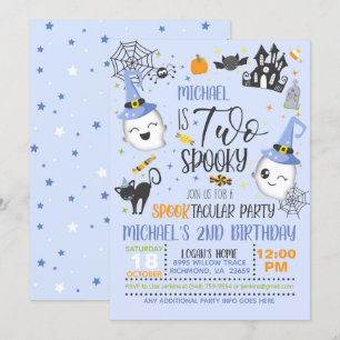Two Spooky Birthday Invitation - Blue