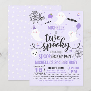 Two Spooky Birthday Invitation - Girl (Purple)
