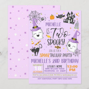 Two Spooky Birthday Invitation - Purple