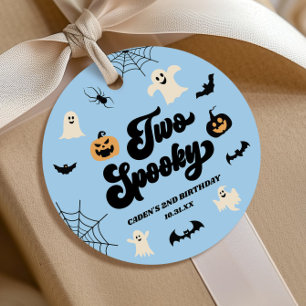 Two Spooky Blue Halloween 2nd Birthday Party Favour Tags