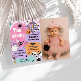 TWO spooky Blue Halloween Birthday Party Invitation