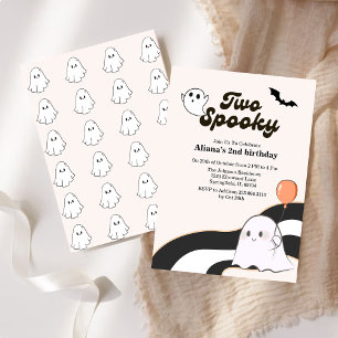 Two spooky Boo Retro Ghost 2nd Birthday  Invitation