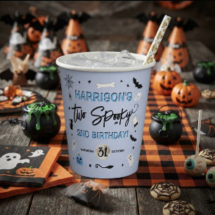 Two Spooky! Boys Halloween 2nd Birthday Party Paper Cups