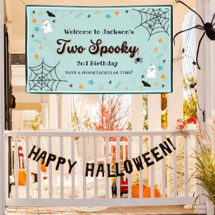 Two Spooky Gender Neutral Halloween 2nd Birthday Banner