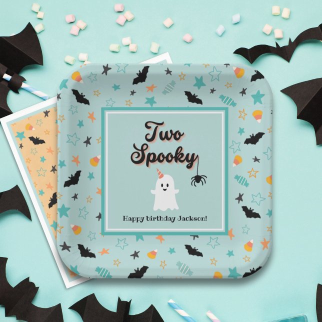  Two Spooky Gender Neutral Halloween 2nd Birthday Paper Plate (Creator Uploaded)