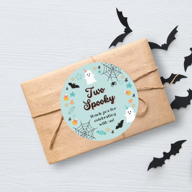 Two Spooky Gender Neutral Halloween Birthday Classic Round Sticker (Creator Uploaded)