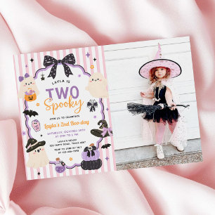 Two Spooky Ghost Halloween 2nd Birthday Photo Invitation