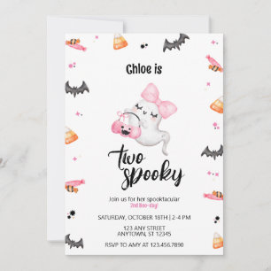 Two Spooky Girl 2nd Boo-Day Halloween Birthday Invitation