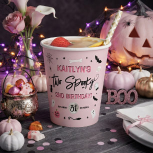Two Spooky! Girls Halloween 2nd Birthday Party Paper Cups