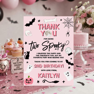 Two Spooky! Girls Halloween 2nd Birthday Thank You Card