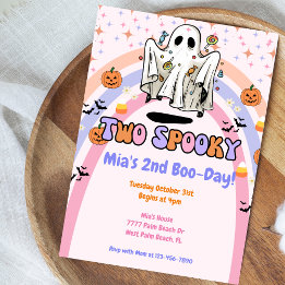 Two Spooky Groovy Halloween Birthday  Invitation