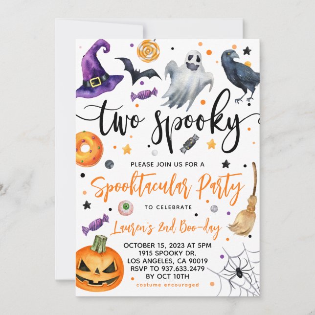 Two Spooky Halloween 2nd Birthday Invitation (Front)