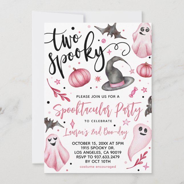 Two Spooky Halloween 2nd Birthday Invitation (Front)