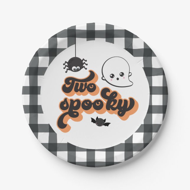 Two Spooky Halloween 2nd Birthday Paper Plates (Front)
