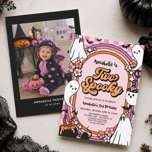Two Spooky Halloween 2nd Birthday Party Girl Invitation