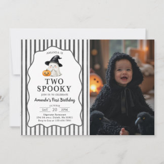 Two Spooky Halloween 2nd Birthday Photo Invitation