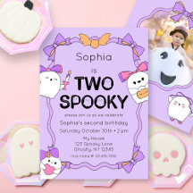 Two Spooky Halloween 2nd Birthday Photo Invitation