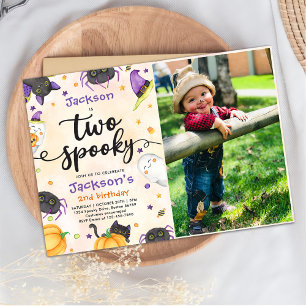 Two Spooky Halloween 2nd Birthday Photo Invitation