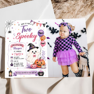 Two Spooky Halloween Birthday Party Photo Invitation
