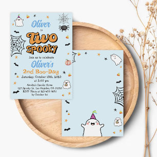 Two Spooky Halloween Boy 2nd Birthday Invitation