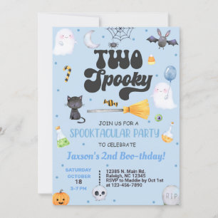 Two Spooky Halloween boy 2nd birthday invite. Invitation