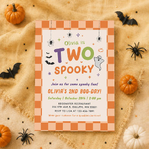 Two Spooky Halloween Ghost 2nd Birthday Invitation