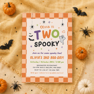 Two Spooky Halloween Ghost 2nd Birthday Invitation