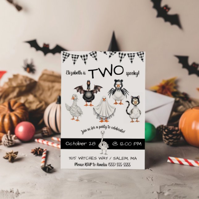 TWO Spooky! Halloween Goose Second Birthday Party Invitation (Creator Uploaded)