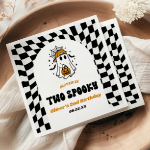 Two Spooky Halloween Retro 2nd Birthday Party Napkin