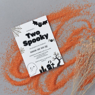 Two Spooky Halloween Second  birthday party Invitation
