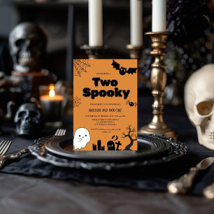 Two Spooky Pink Halloween Second  birthday party Invitation