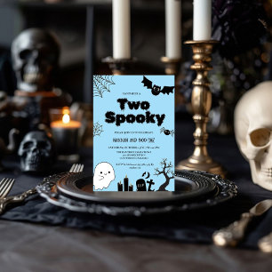 Two Spooky Pink Halloween Second  birthday party Invitation