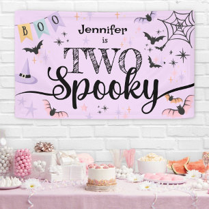TWO Spooky Purple Ghost Halloween 2nd Birthday Banner