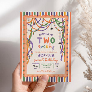 Two Spooky Second Birthday Colourful Halloween Invitation