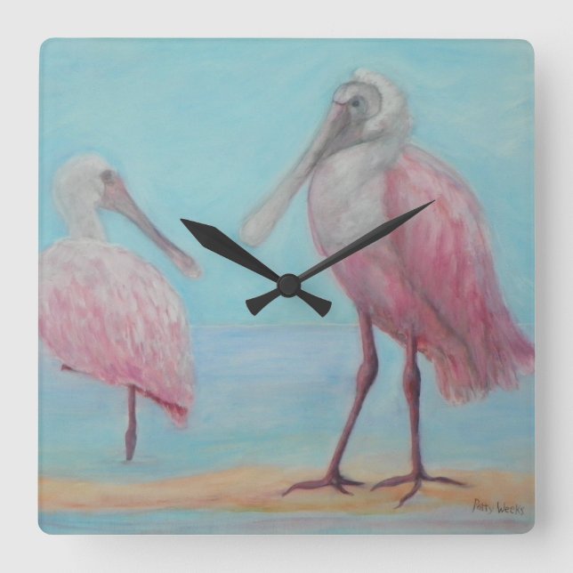 TWO SPOONBILLS Wall Clock (Front)