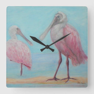 TWO SPOONBILLS Wall Clock