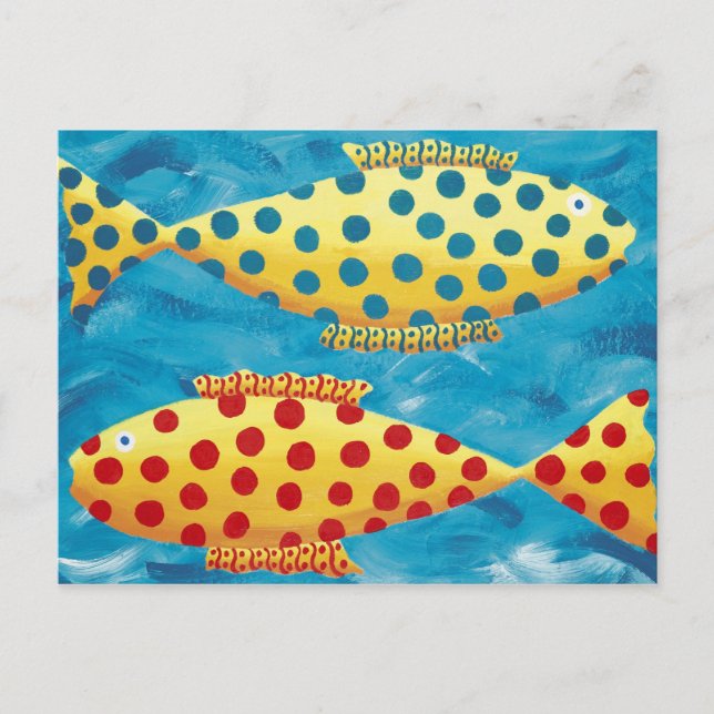 Two Spotty Fish Painting Postcard (Front)