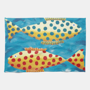 Two Spotty Fish Tea Towel