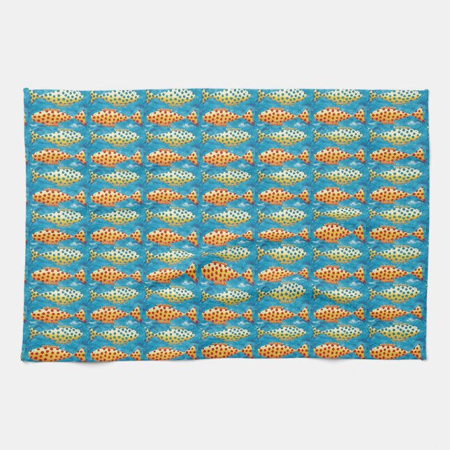 Two Spotty Fish Tea Towel (Horizontal)