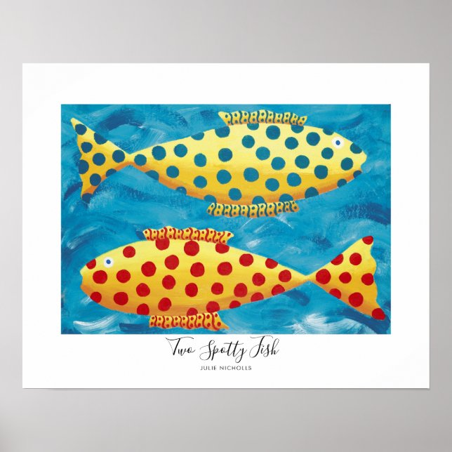 Two Spotty Fish Underwater Sea Life Painting Poster (Front)
