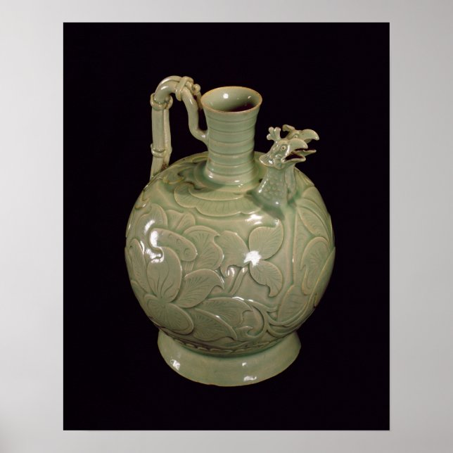 Two spouted jug with a leaf design poster (Front)