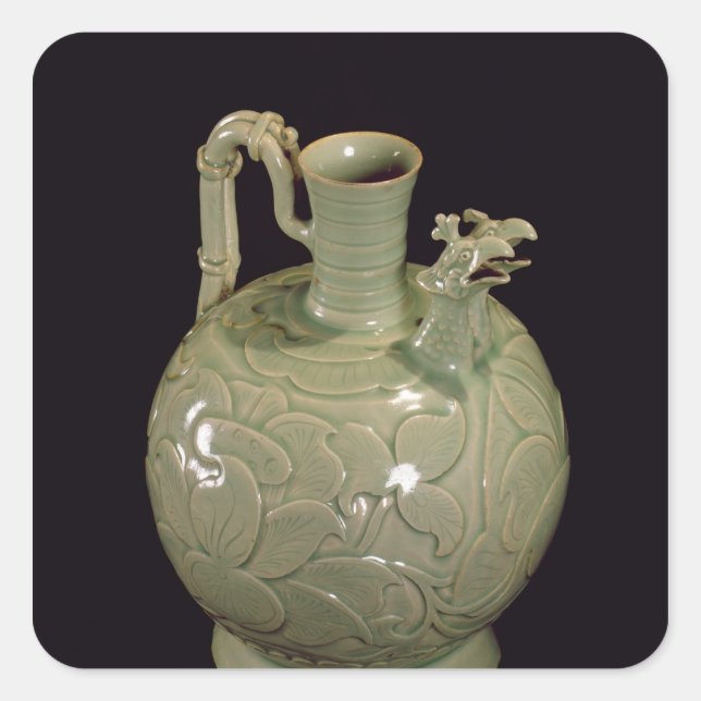 Two spouted jug with a leaf design square sticker (Front)