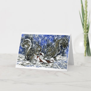 Two Squirrels &  Candy Cane Holiday Card