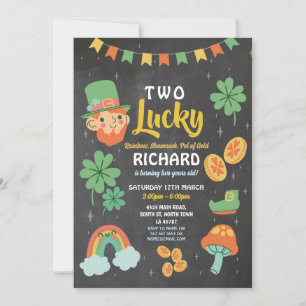 Two St. Patricks Day 2nd Birthday Party Invite