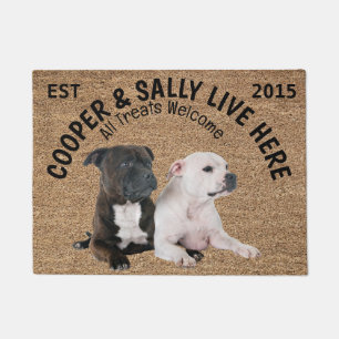 Two Staffordshire Bull Terriers Personalised Doormat