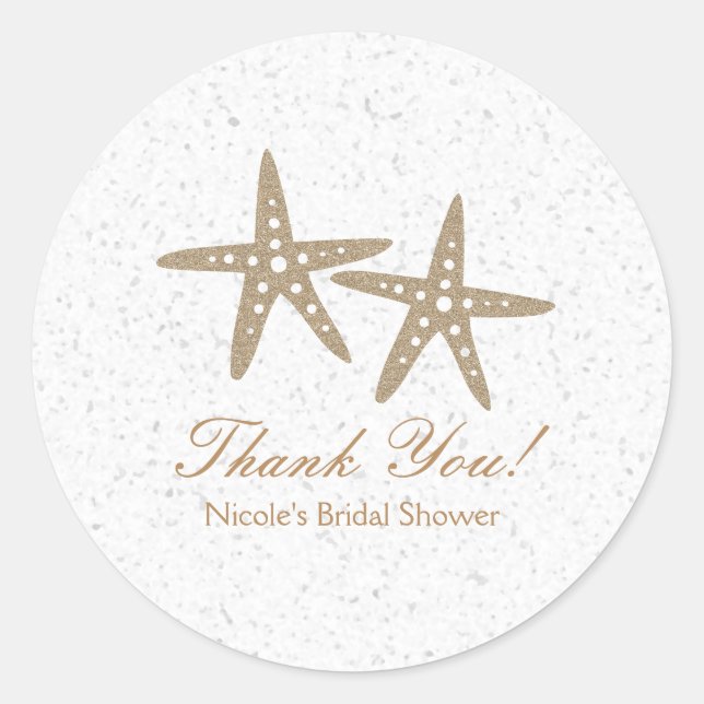 Two Starfish Beach Summer Bridal Shower Stickers (Front)