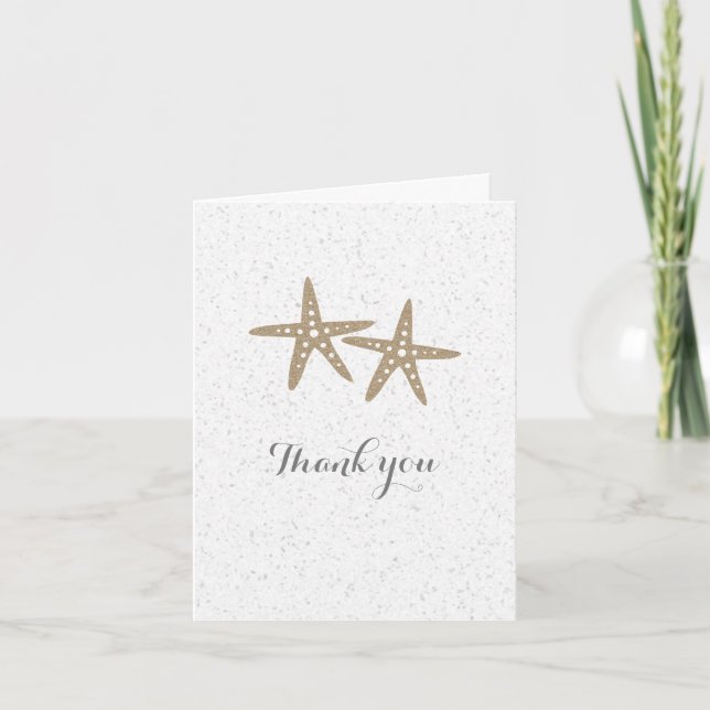 Two Starfish Beach Wedding Thank You Fold Card (Front)