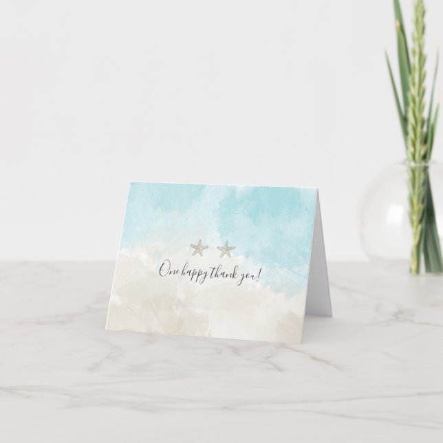 Two Starfish Watercolor thank you note invitation (Front)