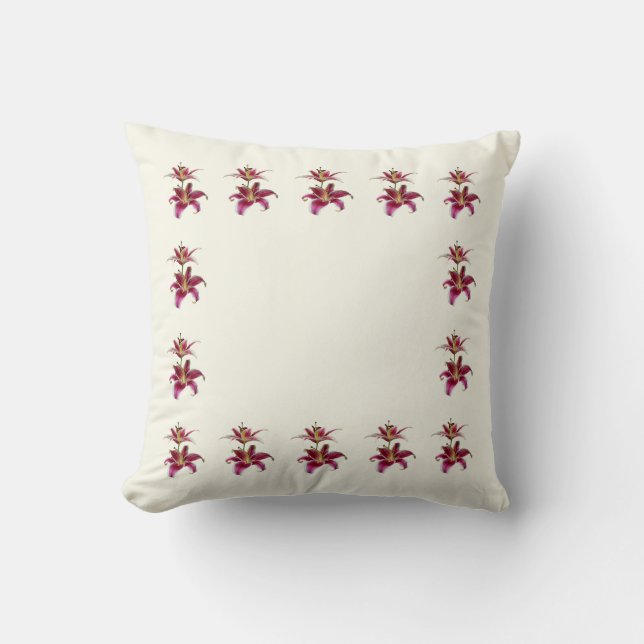 Two Stargazer Lilies Cushion (Front)